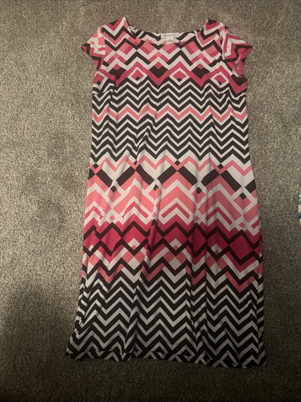 Liz Claiborne Pink and Black Chevron Maxi Skirt